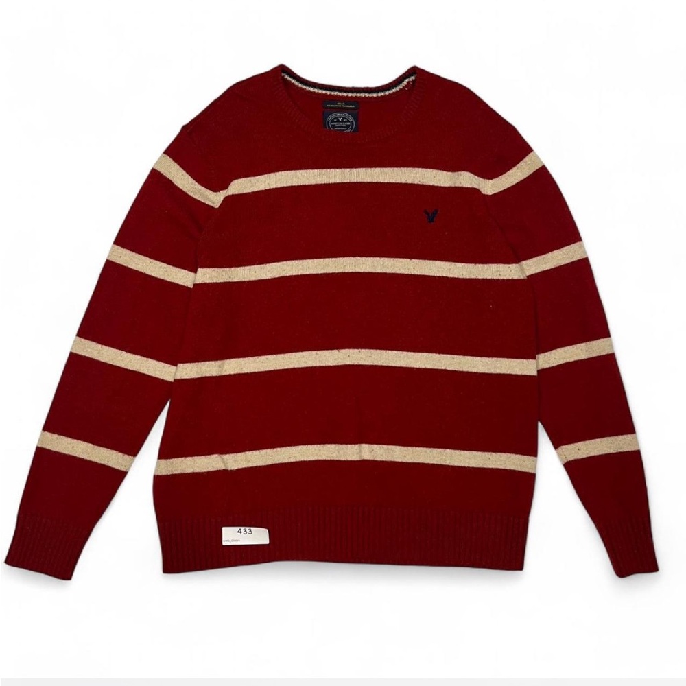 American Eagle Men's Red Striped Knit Sweater XXL Athletic Fit